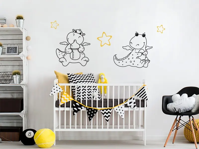 Sticker mural Stickers Bébé P'tits dragons résultat en situation Sticker P'tits dragons