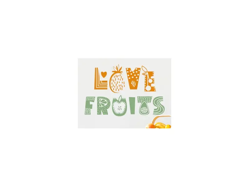 Autocolante Love Frutos résultat en situation gros plan Autocolante Love Frutos