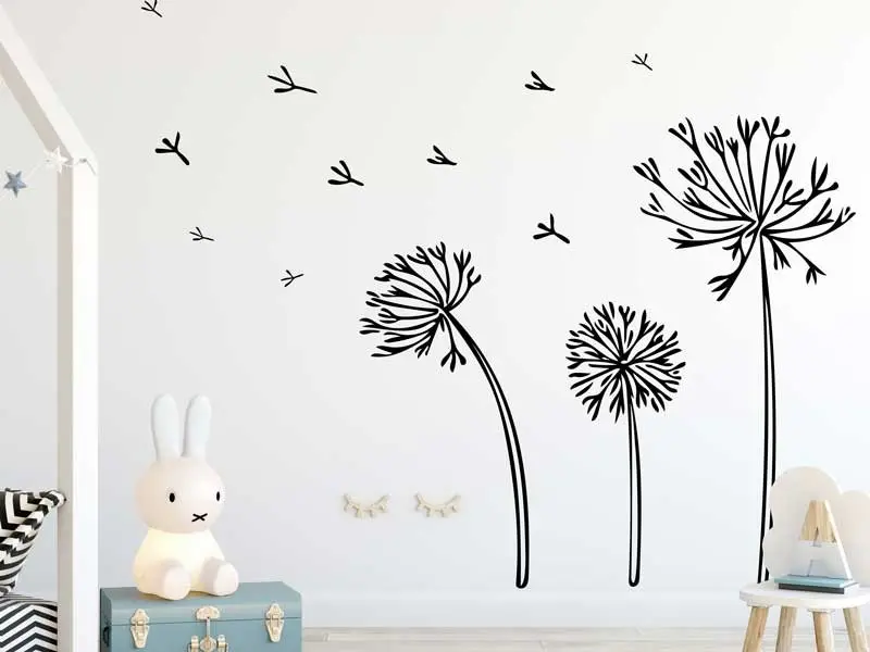 Sticker mural Stickers muraux fleurs Fleurs Pissenlit 3 résultat en situation gros plan Sticker Fleurs Pissenlit 3