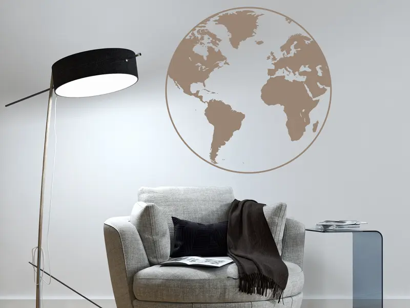 Sticker mural Cartes du Monde Globe Terrestre résultat en situation Sticker Globe Terrestre