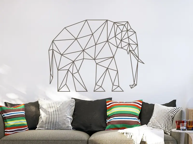 Sticker mural Origami - Géométrie Éléphant Geometrique résultat en situation Sticker Éléphant Geometrique