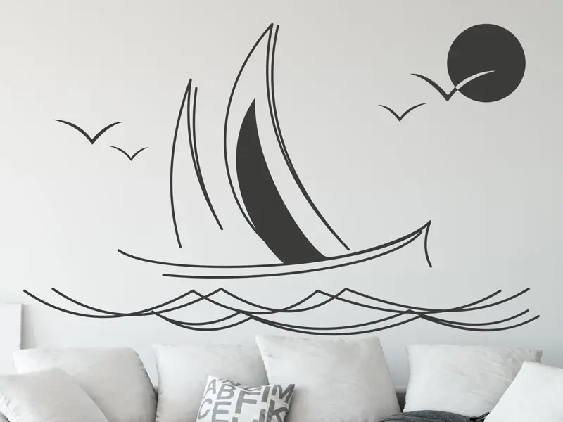 Sticker mural Mers et Océans Paysage Voilier résultat en situation gros plan Sticker Paysage Voilier