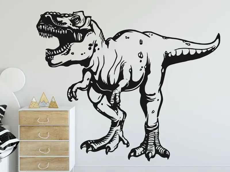 Autocolante Dinossauro Tyrex résultat en situation gros plan Autocolante Dinossauro Tyrex