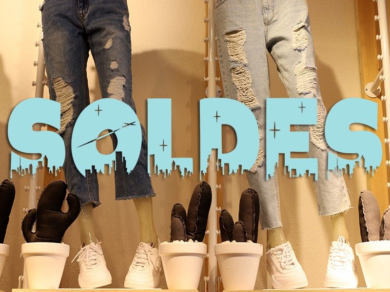 Sticker vitrine Soldes Skyline