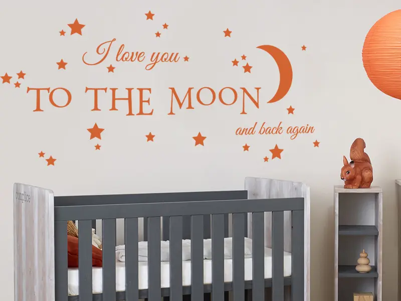 Sticker mural Autres Textes I love You to the Moon résultat en situation Sticker I love You to the Moon