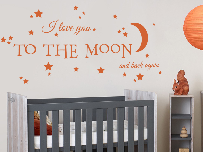 Sticker mural I love You to the Moon résultat en situation