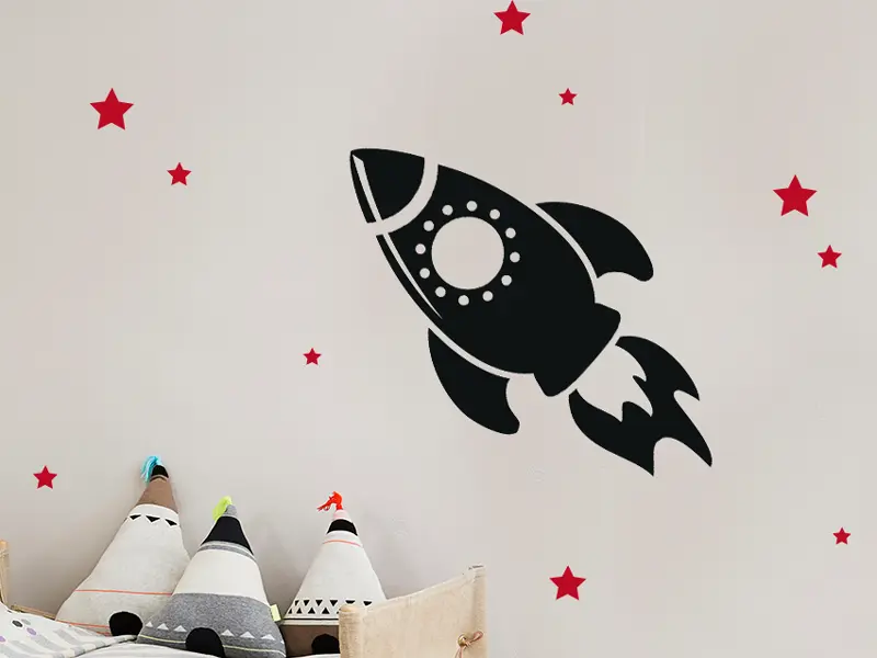 Sticker mural Espace Fusée 4 résultat en situation gros plan Sticker Fusée 4