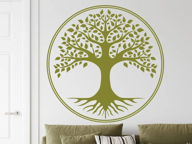 Sticker mural Stickers Arbre de vie Arbre de vie Floral résultat en situation gros plan Sticker Arbre de vie Floral
