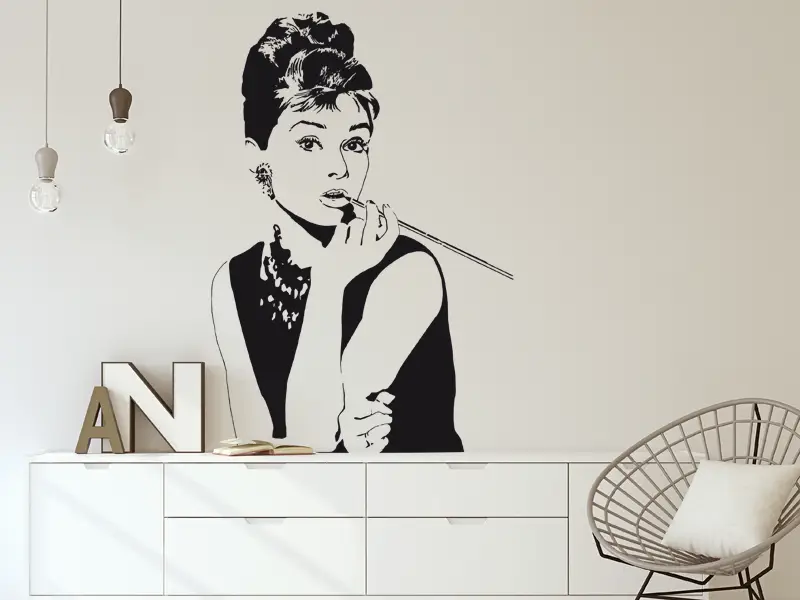 Sticker mural Audrey Hepburn résultat en situation Sticker mural Audrey Hepburn résultat en situation