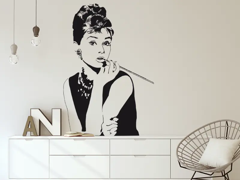 Sticker mural Célébrités Audrey Hepburn résultat en situation Sticker Audrey Hepburn