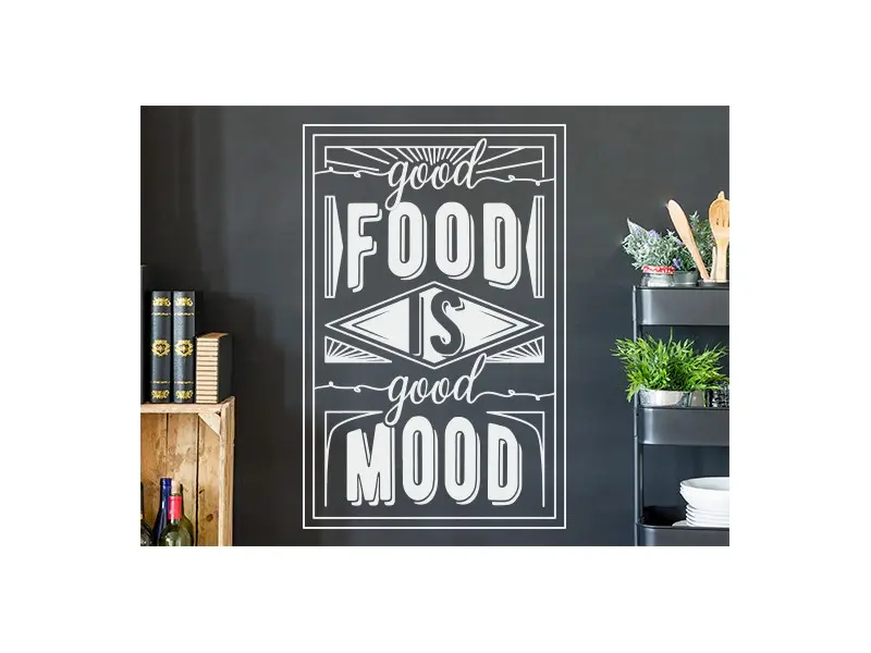 Sticker mural Textes & Recettes Good Food is Good Mood résultat en situation gros plan Sticker Good Food is Good Mood