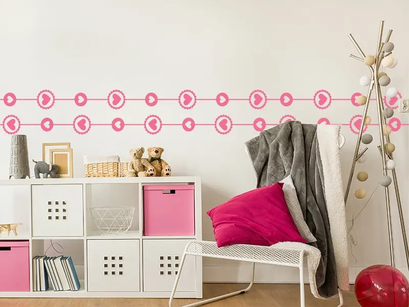 Sticker mural Enfants Frise Coeurs résultat en situation Sticker Frise Coeurs