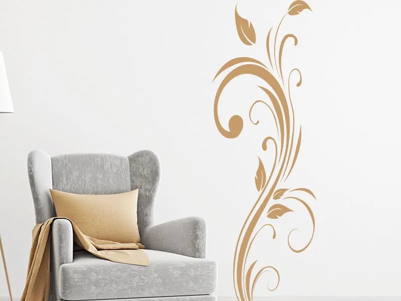Sticker mural Branches Ornement Floral 2 résultat en situation gros plan Sticker Ornement Floral 2