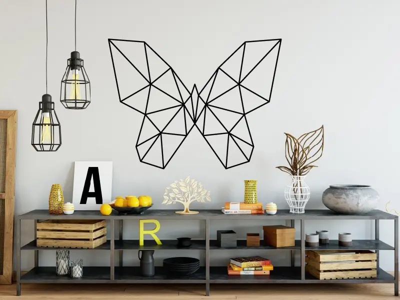 Sticker mural Origami - Géométrie Papillon Geometrique résultat en situation Sticker Papillon Geometrique