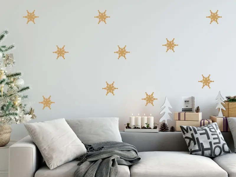 Sticker mural Pack Déco - Tendance Pack 10 Flocons résultat en situation Sticker Pack 10 Flocons