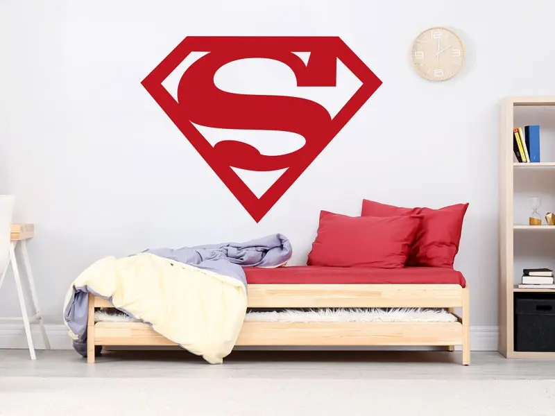 Sticker mural Chevaliers / Cowboys / Héros Logo Superman résultat en situation Sticker Logo Superman