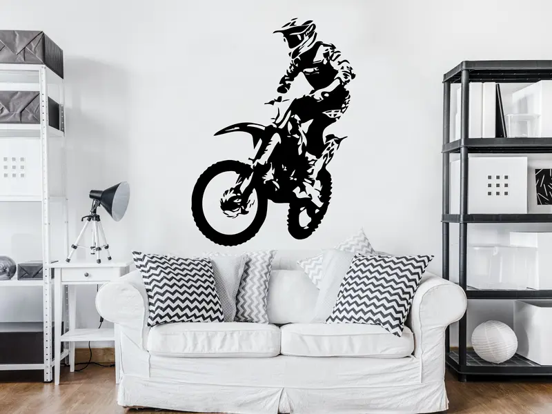 Sticker mural Auto & Moto Moto Cross 3 résultat en situation Sticker Moto Cross 3