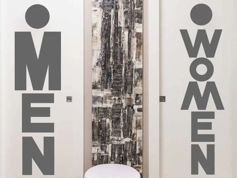 Autocolante WC Women & Man Text