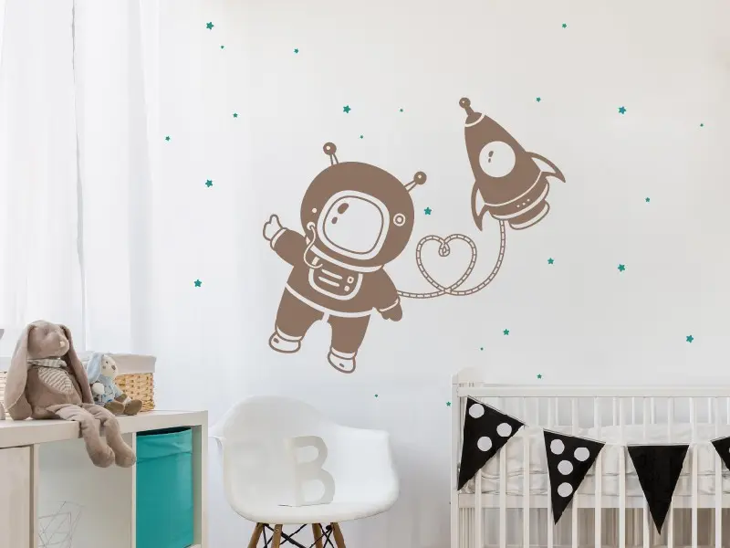 Sticker mural Espace Astronaute Fusée résultat en situation Sticker Astronaute Fusée