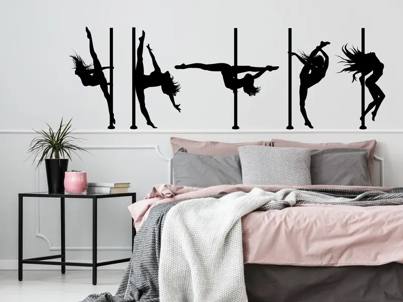 Sticker mural Silhouettes Pack 5 Danseuses Lap dance résultat en situation Sticker Pack 5 Danseuses Lap dance