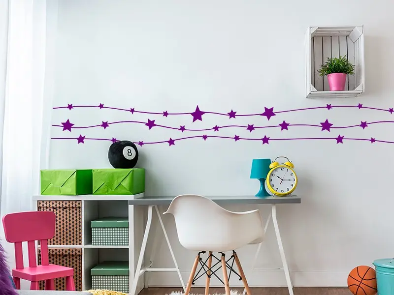 Sticker mural Enfants Frise Guirlande Etoiles masque aperçu du rendu final Sticker Frise Guirlande Etoiles