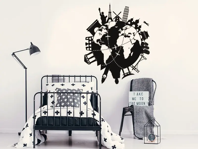 Sticker mural Emblèmes - Capitales Monuments du monde résultat en situation Sticker Monuments du monde