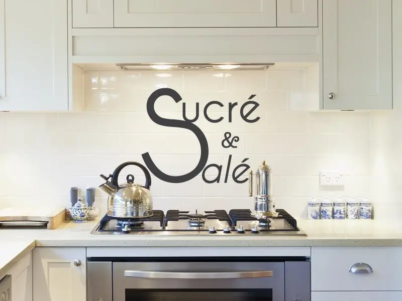 Sticker mural Textos & Receitas Texte Sucré & Salé résultat en situation Sticker Texte Sucré & Salé