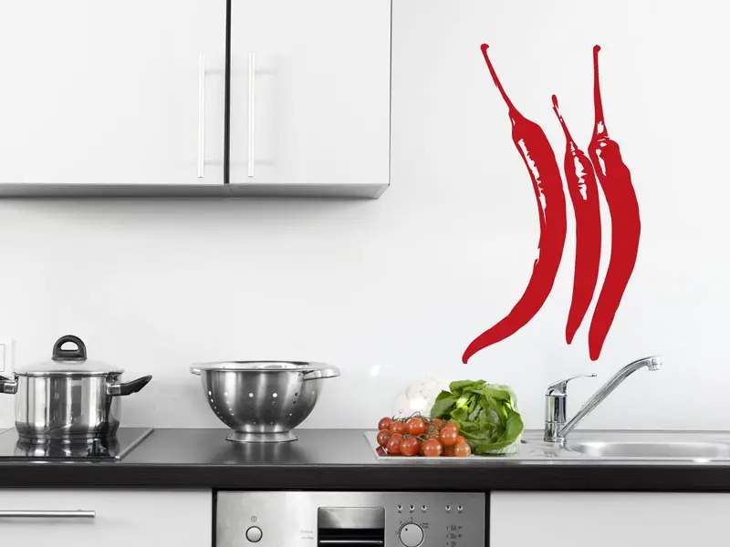 Sticker mural Fruits - Légumes Piments résultat en situation Sticker Piments