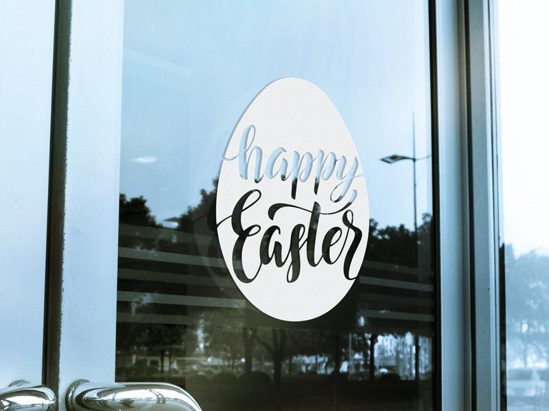 Sticker mural Happy Easter Oeuf Lettering résultat en situation