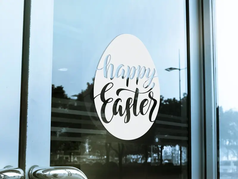 Sticker mural Pâques Happy Easter Oeuf Lettering résultat en situation Sticker Happy Easter Oeuf Lettering