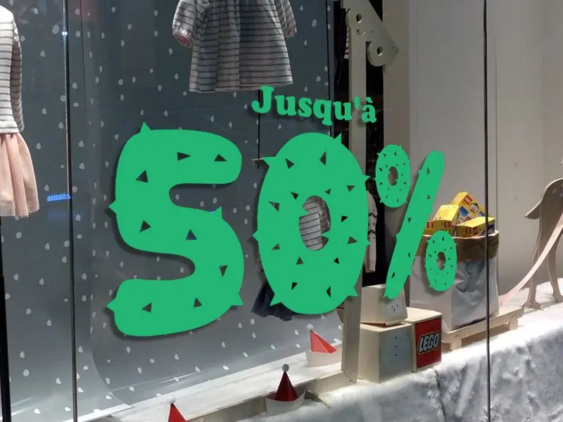 Sticker vitrine Jusqu'à Cactus Personnalisable