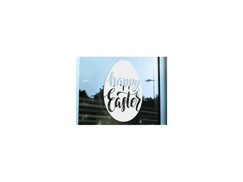 Sticker mural Pâques Happy Easter Oeuf Lettering résultat en situation gros plan Sticker Happy Easter Oeuf Lettering
