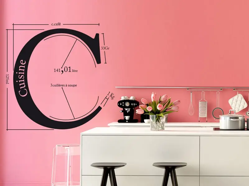 Sticker mural Stickers Cozinha C de Cozinha résultat en situation Sticker C de Cozinha