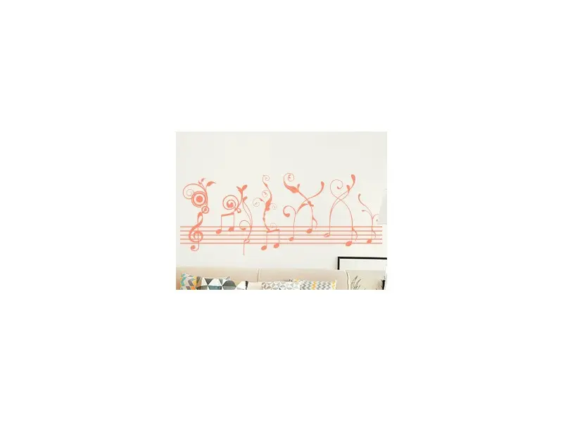 Sticker mural Partitions & Notes Partition Musique Florale résultat en situation gros plan Sticker Partition Musique Florale