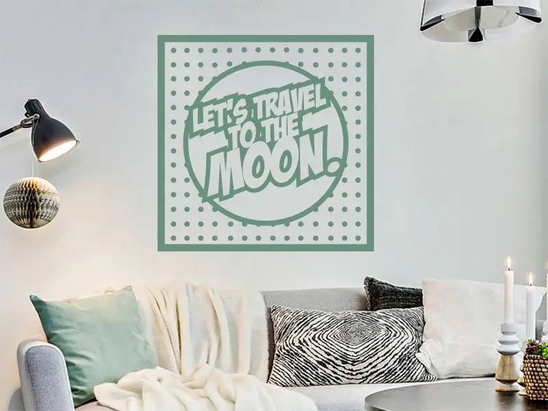Sticker mural Pop Art Pop Art Travel To The Moon résultat en situation Sticker Pop Art Travel To The Moon