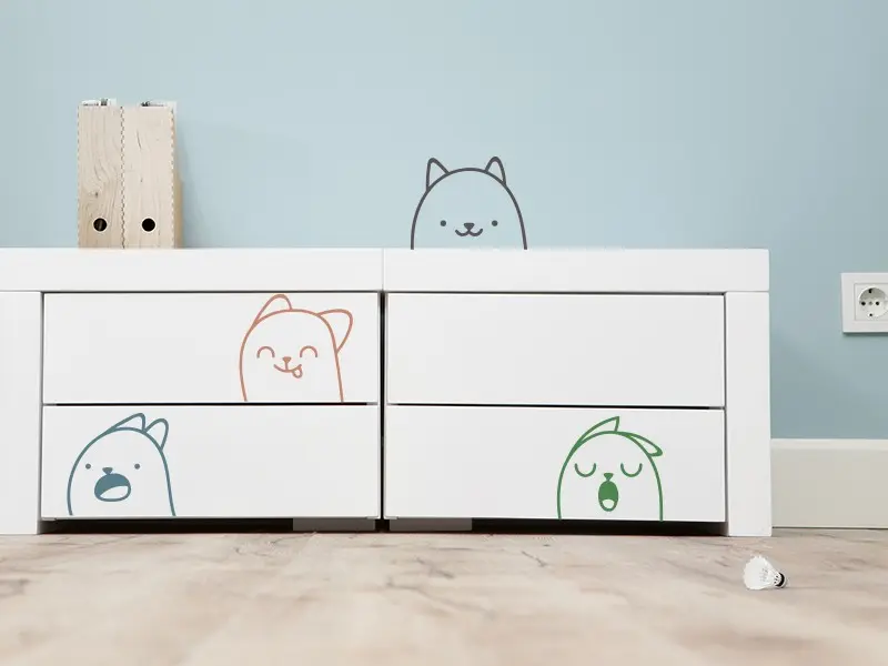 Sticker mural Animaux Pack Chat Funny résultat en situation Sticker Pack Chat Funny