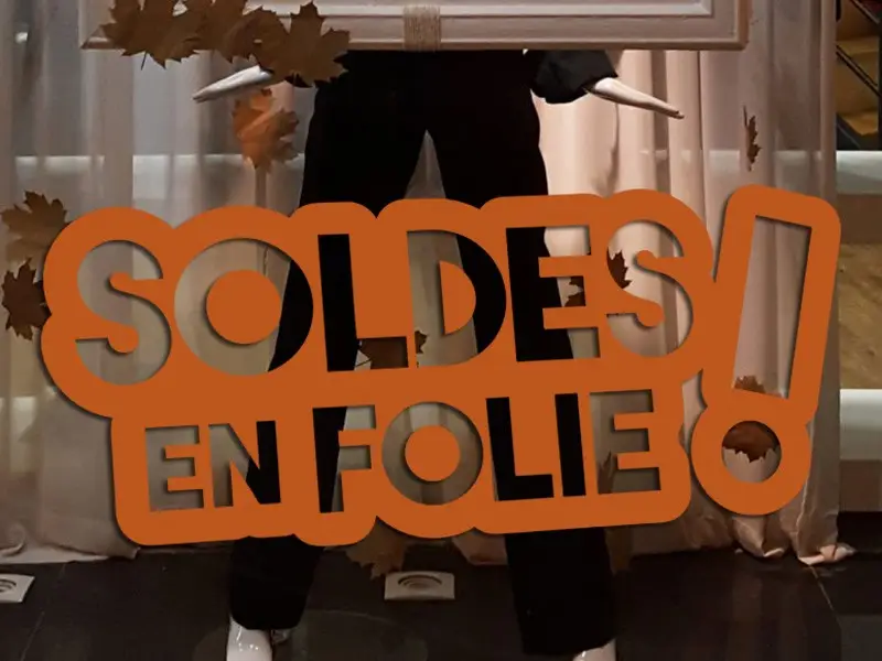Sticker vitrine Soldes en Folies Sticker vitrine Soldes en Folies