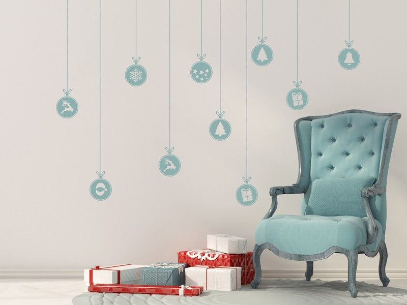 Sticker mural Pack 10 Boules de Noël résultat en situation