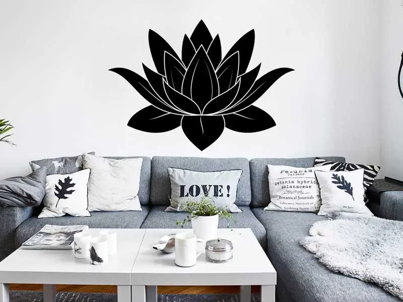 Sticker mural Nature Zen Fleur de Lotus 3 résultat en situation Sticker Fleur de Lotus 3