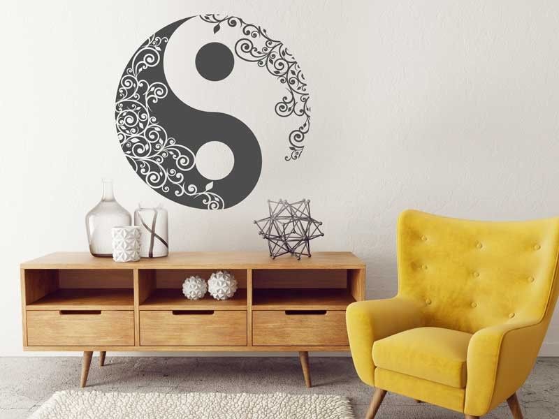 Sticker mural Yin-Yang Floral résultat en situation