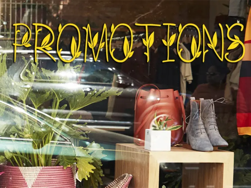 Sticker vitrine Promotions Feuilles Printemps