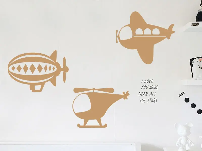 Sticker mural Avions & Bateaux Pack 3 Avions résultat en situation gros plan Sticker Pack 3 Avions