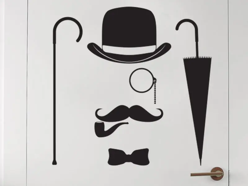 Sticker mural Stickers WC & Salle de bain Gentleman résultat en situation gros plan Sticker Gentleman