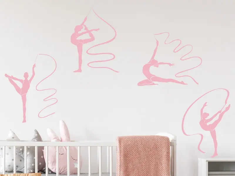 Sticker mural Silhouettes Pack 4 Silhouettes Gymnastique rythmique résultat en situation gros plan Sticker Pack 4 Silhouettes Gymnastique rythmique