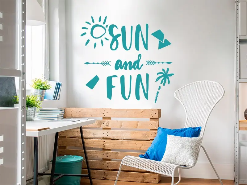 Sticker mural Motivation Summer Fun and Sun résultat en situation Sticker Summer Fun and Sun