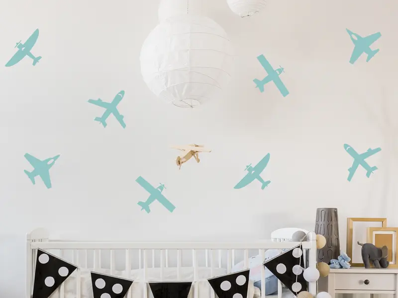 Sticker mural Avions & Bateaux Pack 8 Avions résultat en situation gros plan Sticker Pack 8 Avions