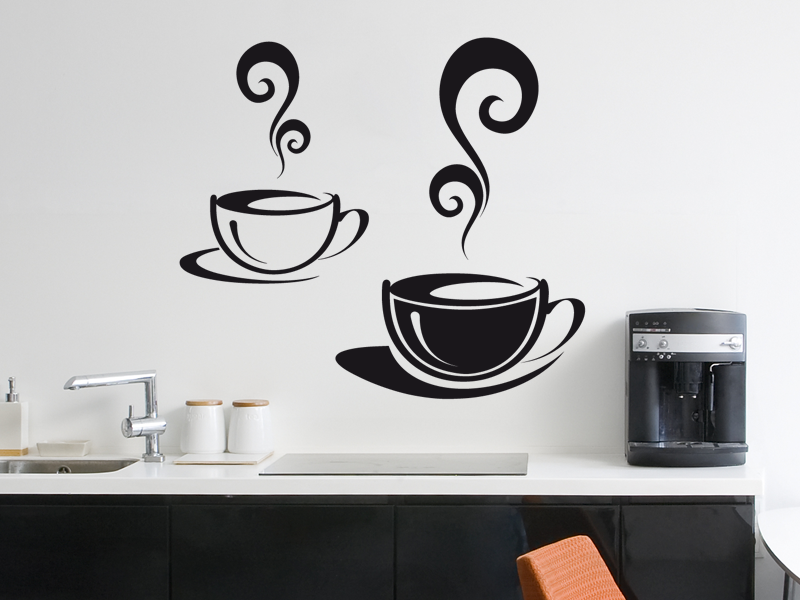 Sticker mural Tasses Café résultat en situation