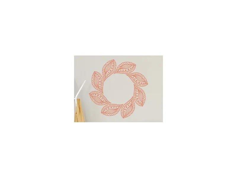 Sticker mural Stickers muraux fleurs Feuilles Mandala résultat en situation gros plan Sticker Feuilles Mandala