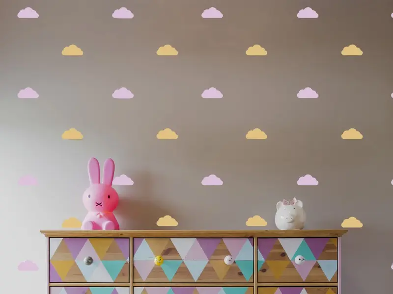 Sticker mural Pack Déco - Tendance Pack Deco Nuages résultat en situation Sticker Pack Deco Nuages