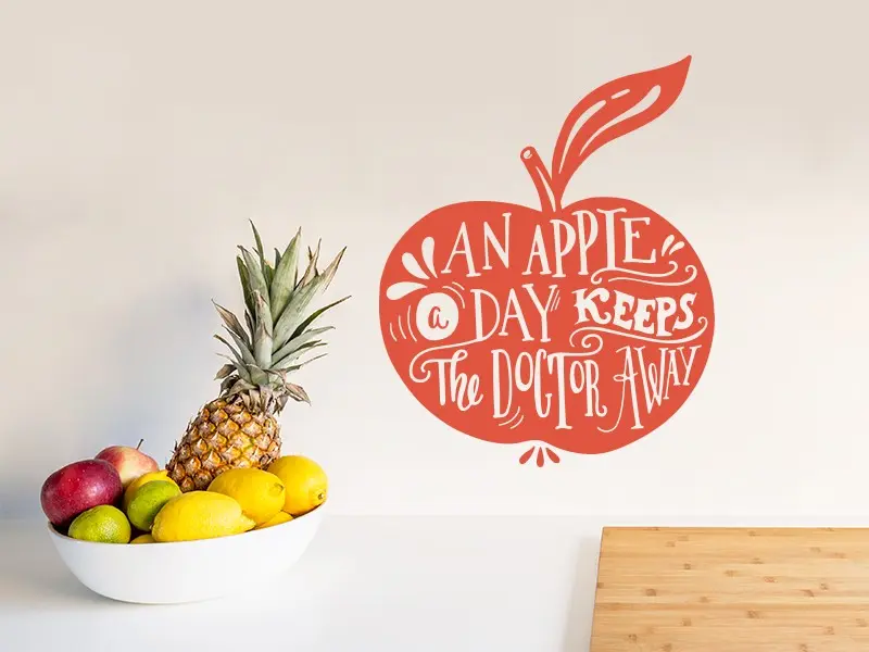 Autocolante An Apple a Day résultat en situation